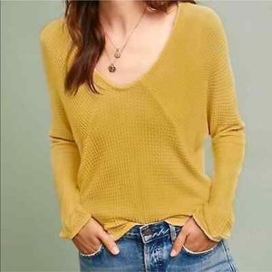 Anthropologie waffleknit long sleeve top